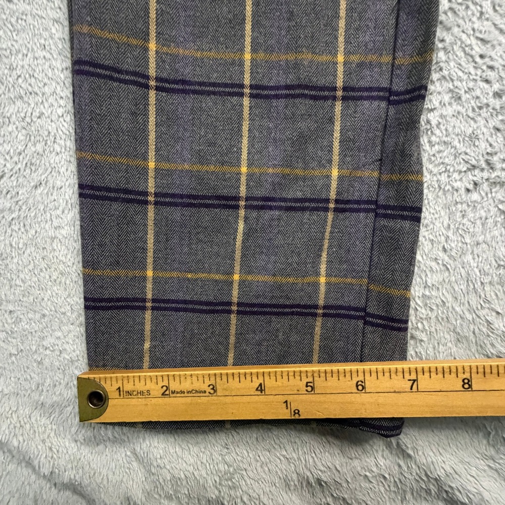 Suslo Couture Mens Grey Yellow Plaid Tailored Slim Fit Dress Pants W36 L32 NWT - Picture 8 of 12
